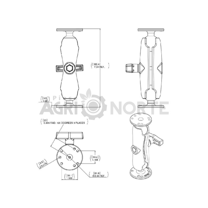 SET DE BAZA – 2X BAZA ROTUNDA, 1X BRAT P – RAM MOUNTS