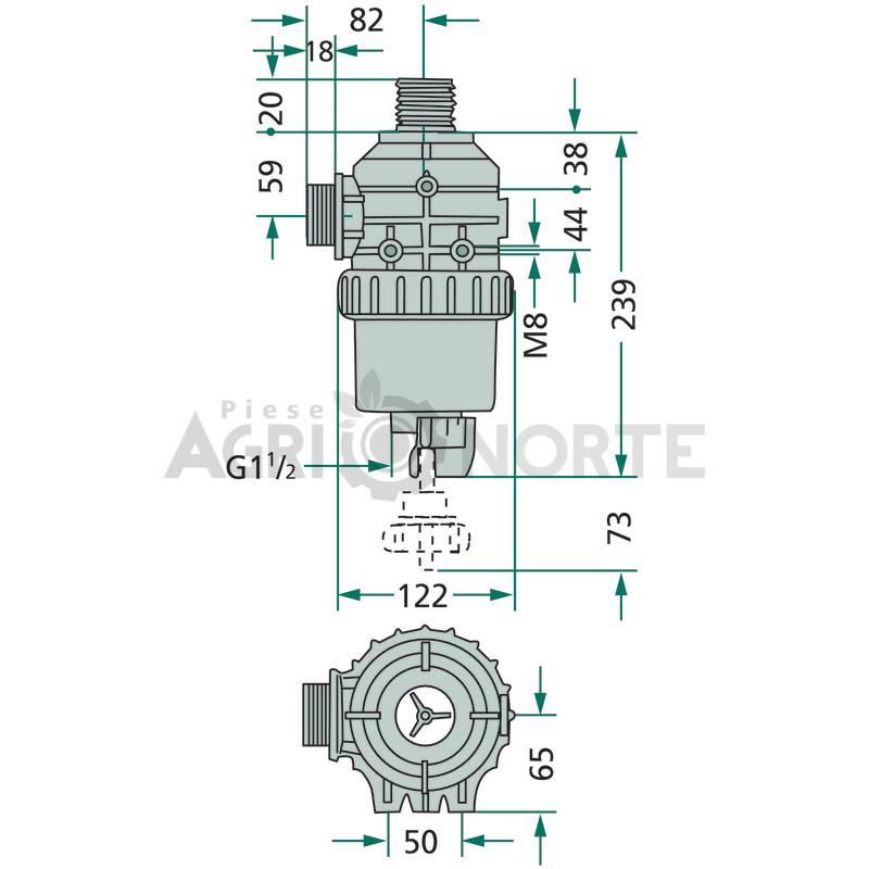 FILTRU DE ASPIRATIE SERIA 314 AG 1 1/2'' - GRANIT - imagine 2