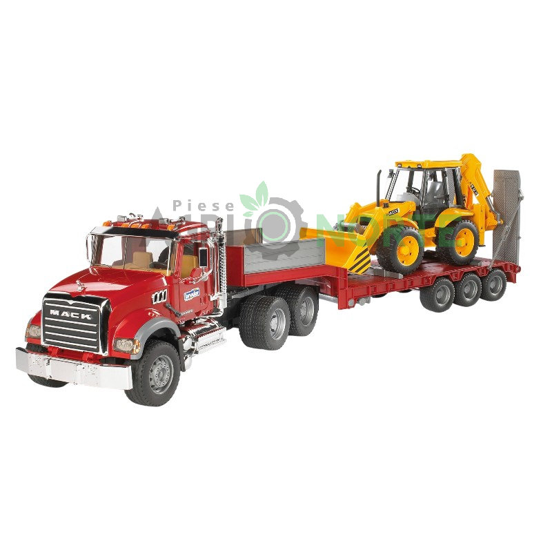 Bruder Camion MACK Granite cu încărcător și buldoexcavator JCB 4CX