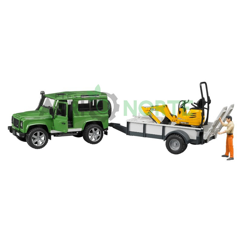 Land Rover Defender cu remorcă + micro-excavator JCB