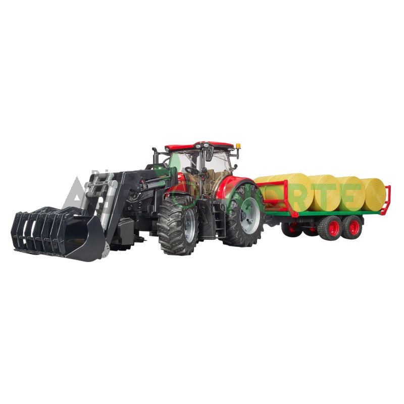 CASE IH Optum 300 CVX cu încărcător frontal și remorcă baloți
